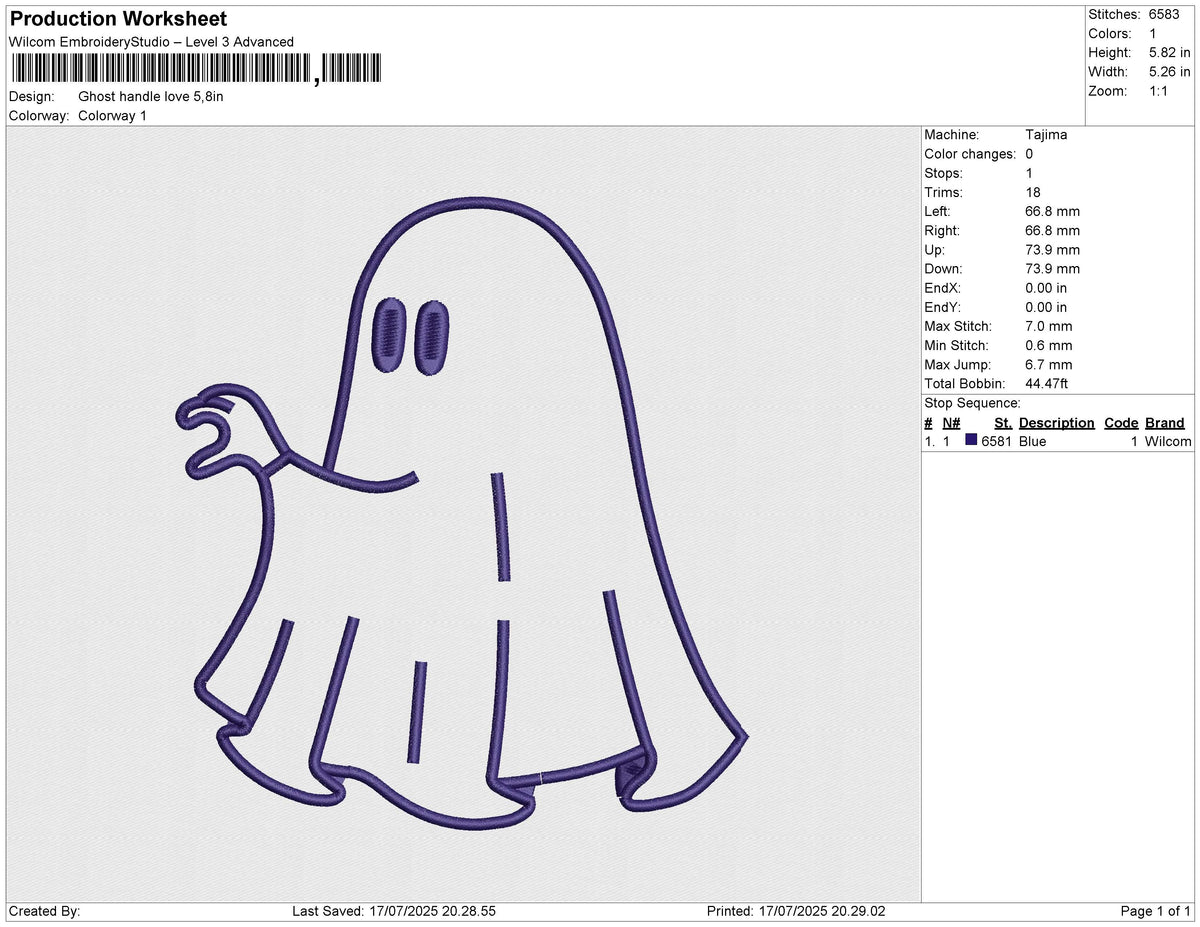 Ghost handle love ( 2 file) Embroidery File 6 size