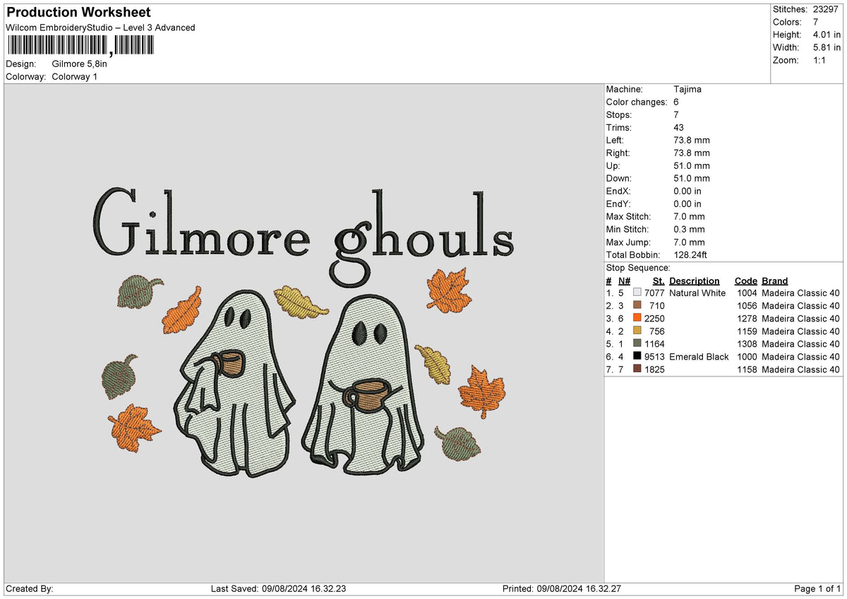 Ghosts Fall Embroidery File 6 sizes