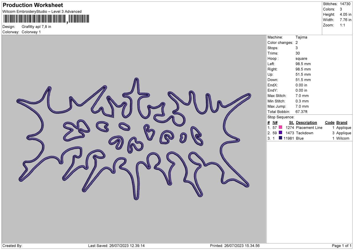 Graffity Apl Embroidery File 6 sizes