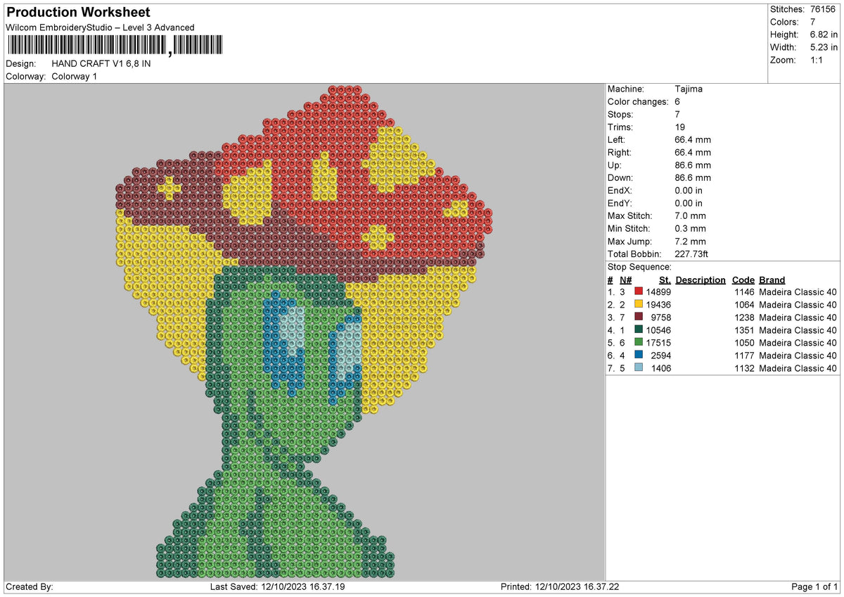 Hand Craft V1 Embroidery File 6 sizes