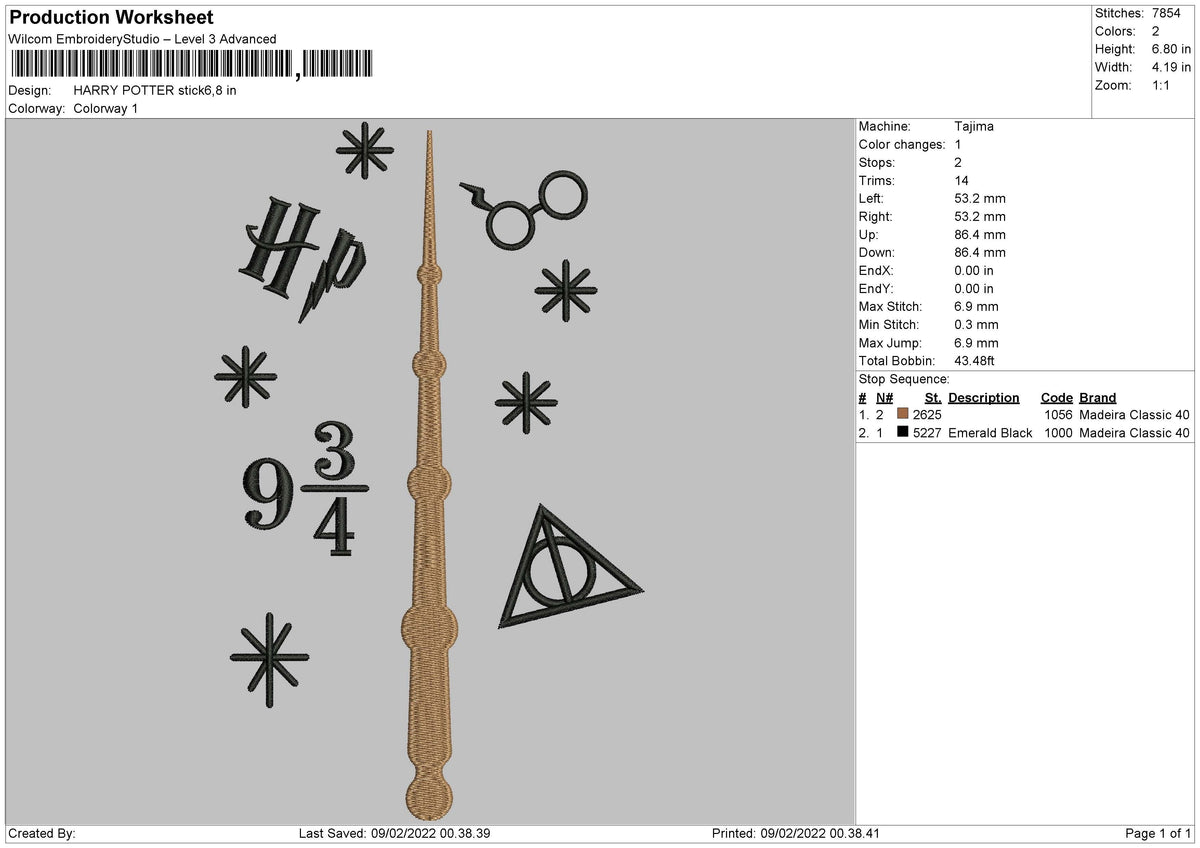 Harry Potter Stick Embroidery