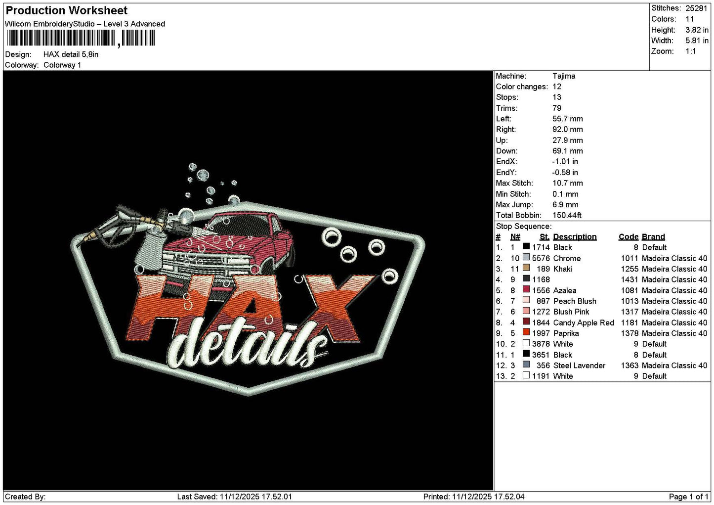 Haxtext Embroidery File 6 sizes