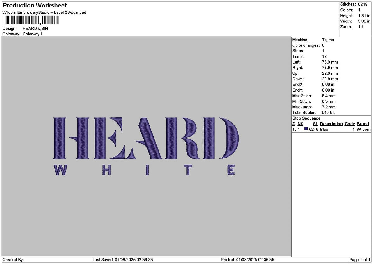 Heardtext 001 Embroidery File 6 sizes