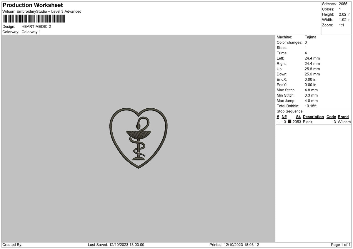Heart Medic Embroidery File 6 sizes