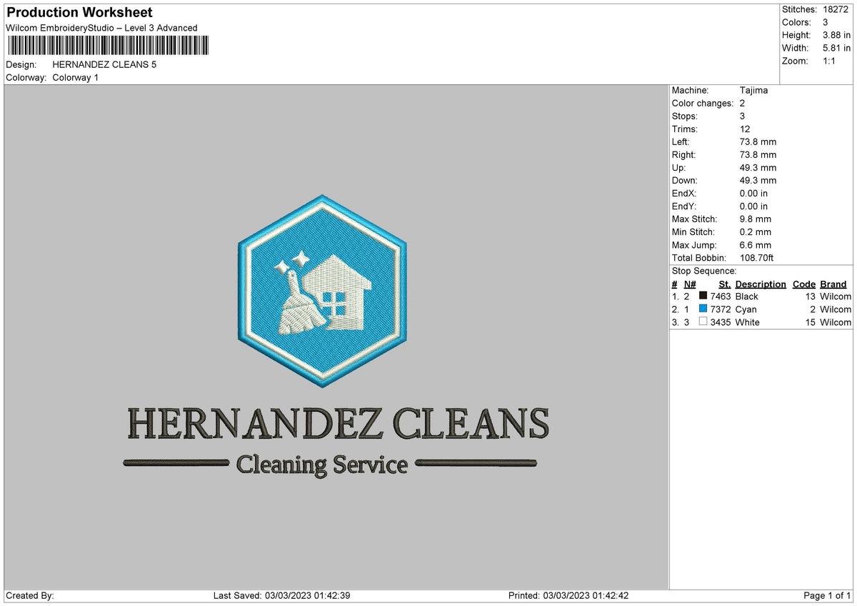 Hernandez Embroidery File 6 sizes