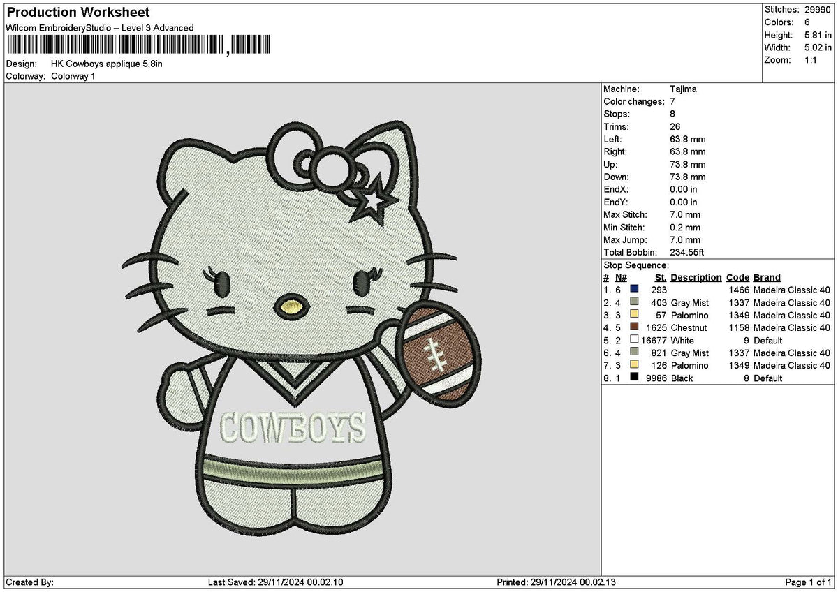 Hk Cowboys App Embroidery File 6 sizes