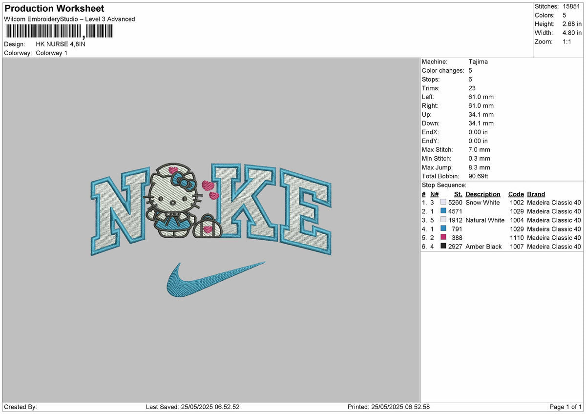 Nike Hk Nurse Embroidery File 6 sizes