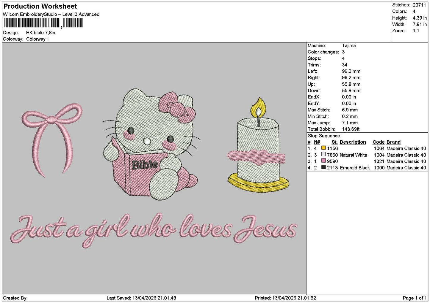 Hk Book 1304 Embroidery File 6 sizes