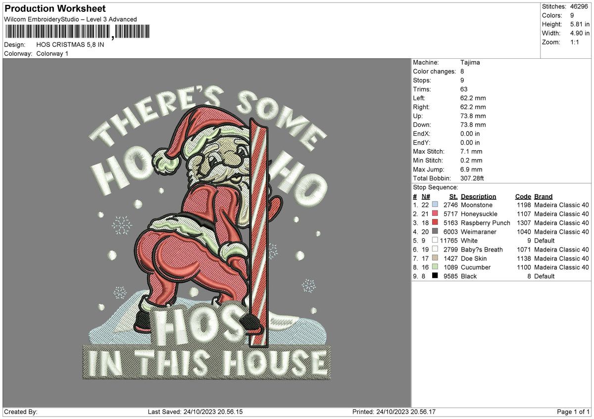 Hoho Xmas Embroidery File 6 sizes