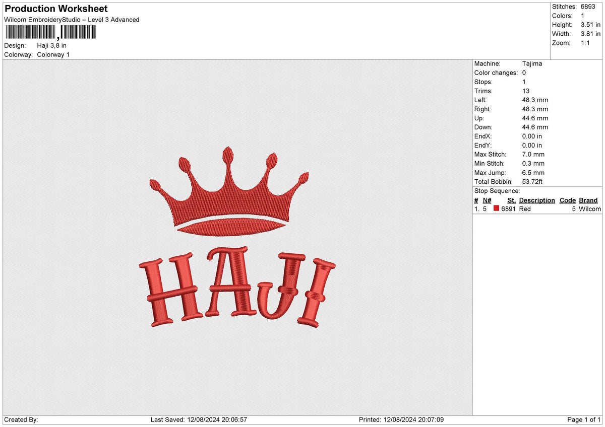 Haji Embroidery File 6 size
