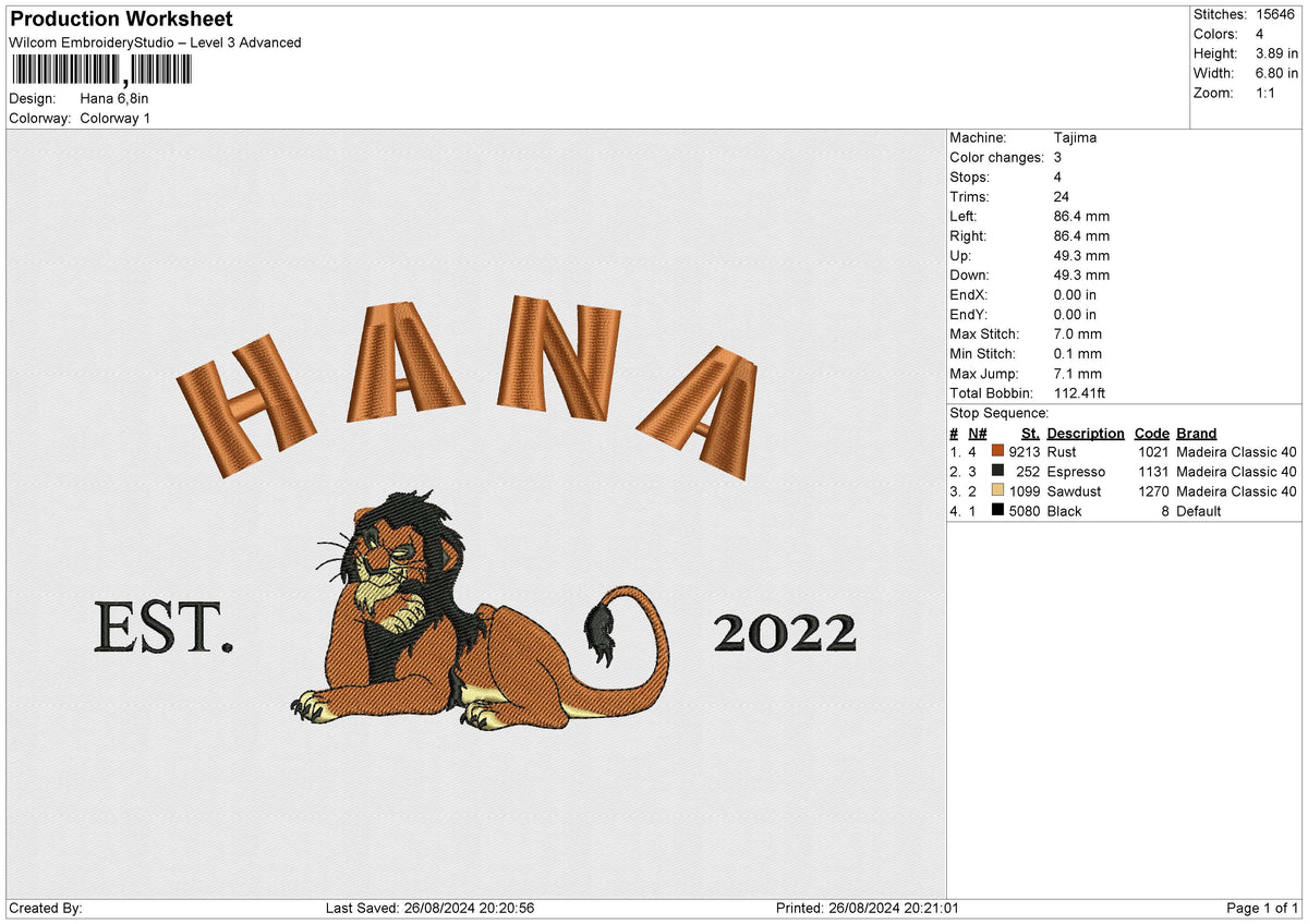 Hana Embroidery File 6 size