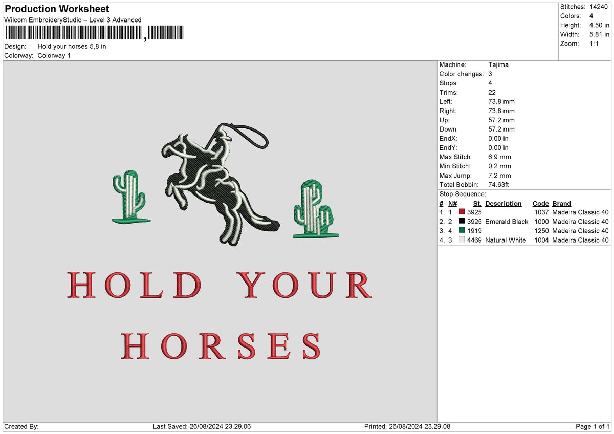 Horsestext 2608 Embroidery File 6 sizes