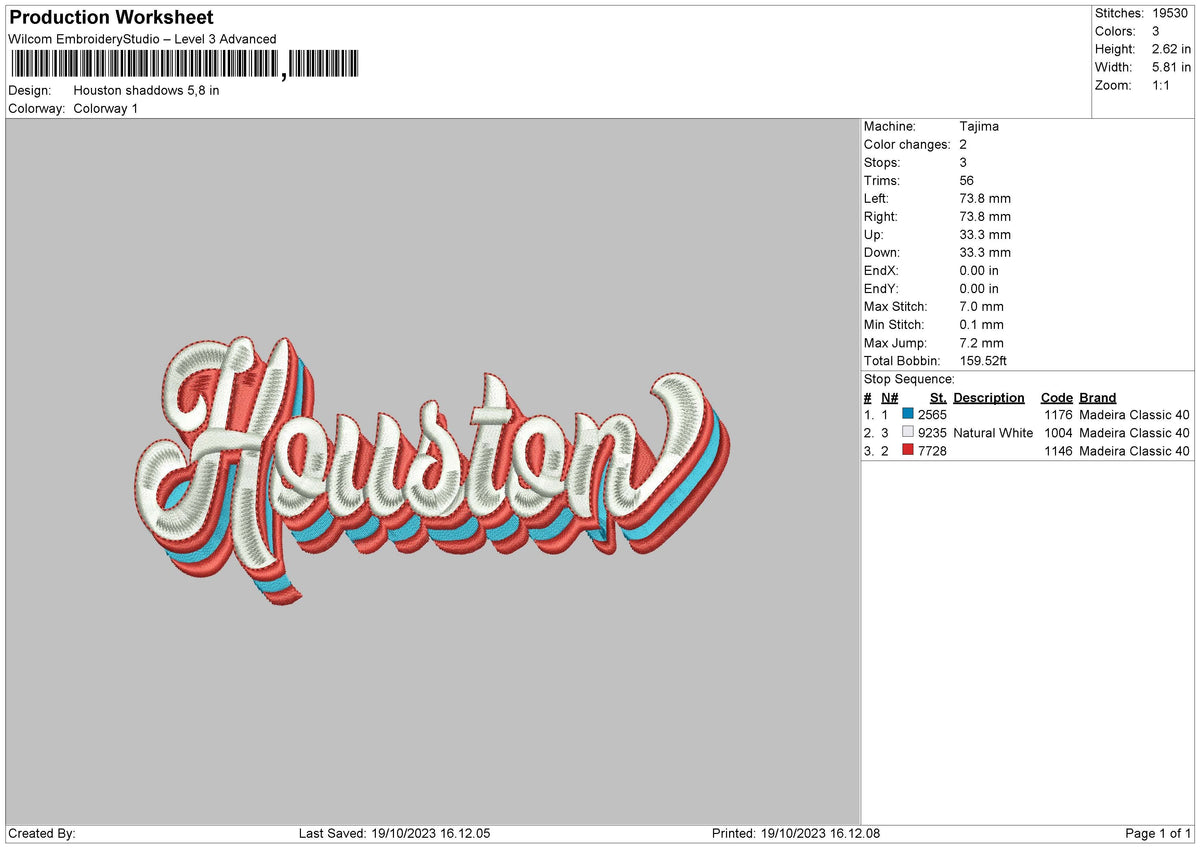 Houston Shadow Embroidery File 6 sizes