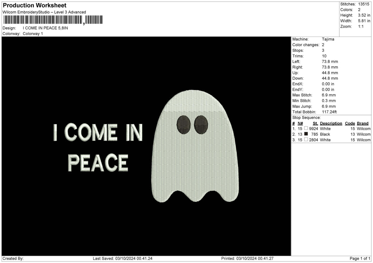 Peacetext 01 Embroidery File 6 sizes