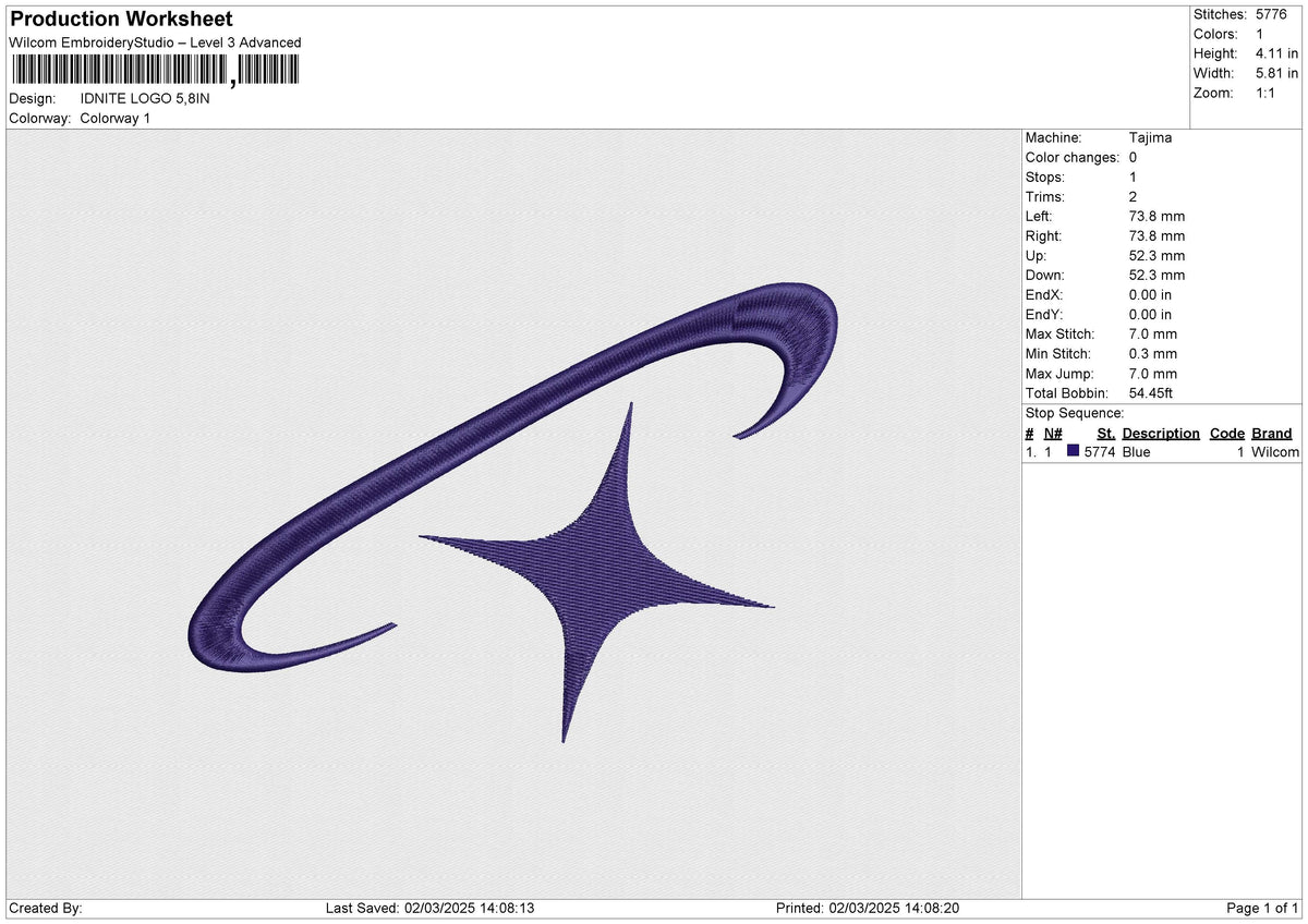 IDNITE LOGO Embroidery File 6 size