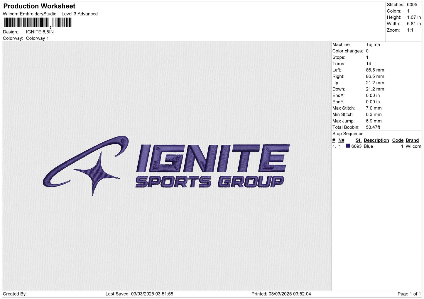 IGNITE Embroidery File 6 size