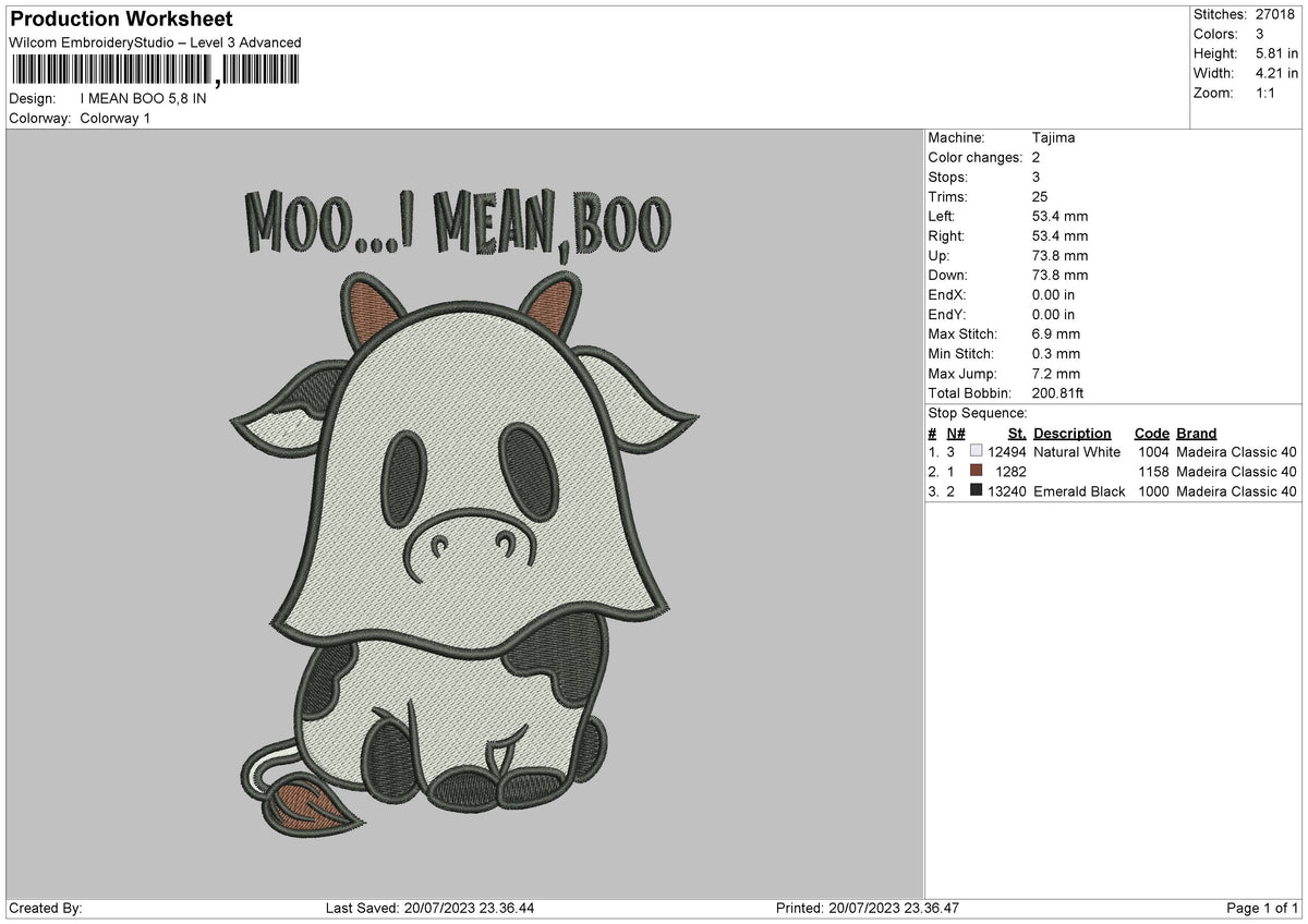Cow Halloween Embroidery File 6 sizes