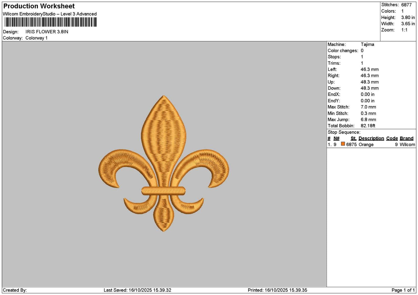 Logo Flower 1610 Embroidery File 6 sizes