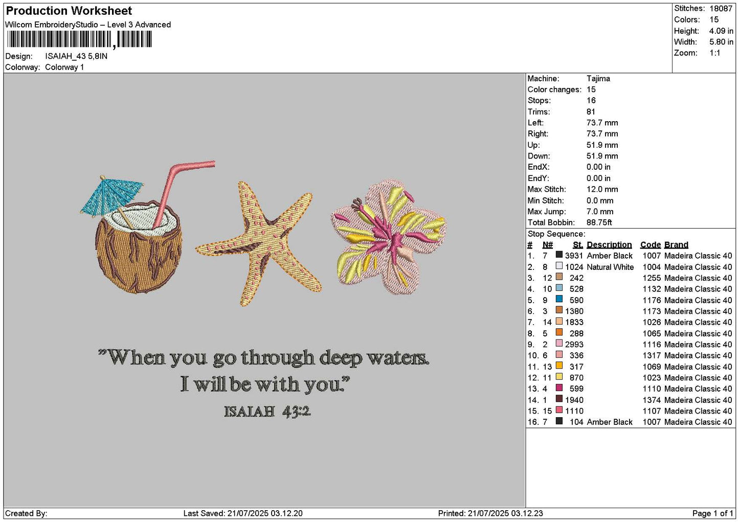 Isaiahtext 01 Embroidery File 6 sizes