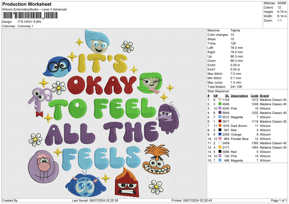 IT'S OKAY Embroidery File 6 size