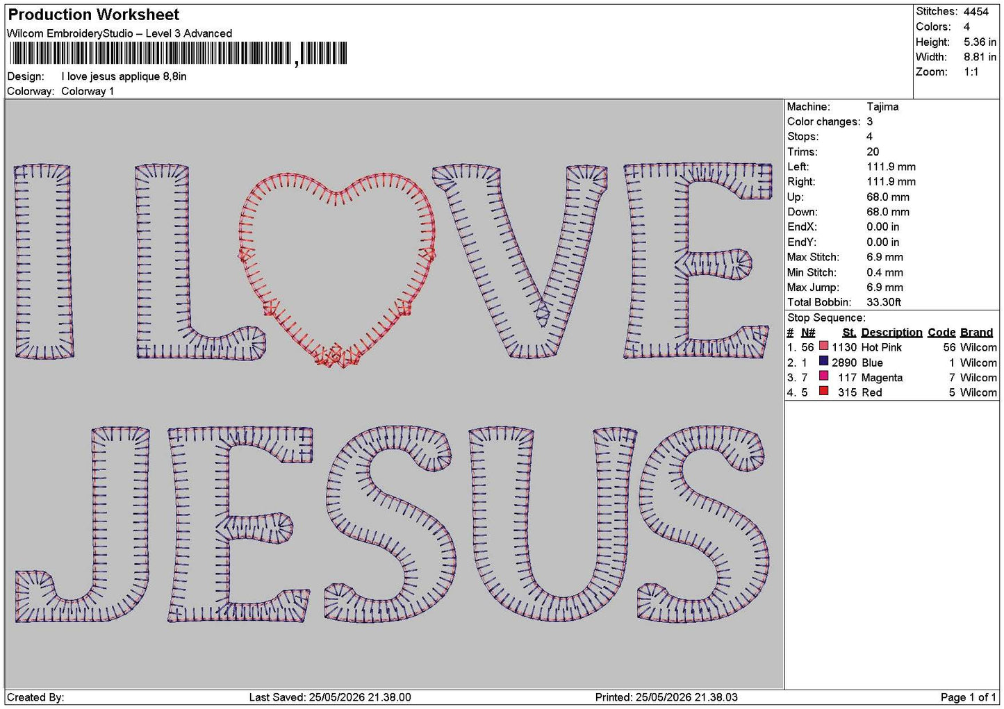 Jesustext Applique Embroidery Machine Design File 6 sizes