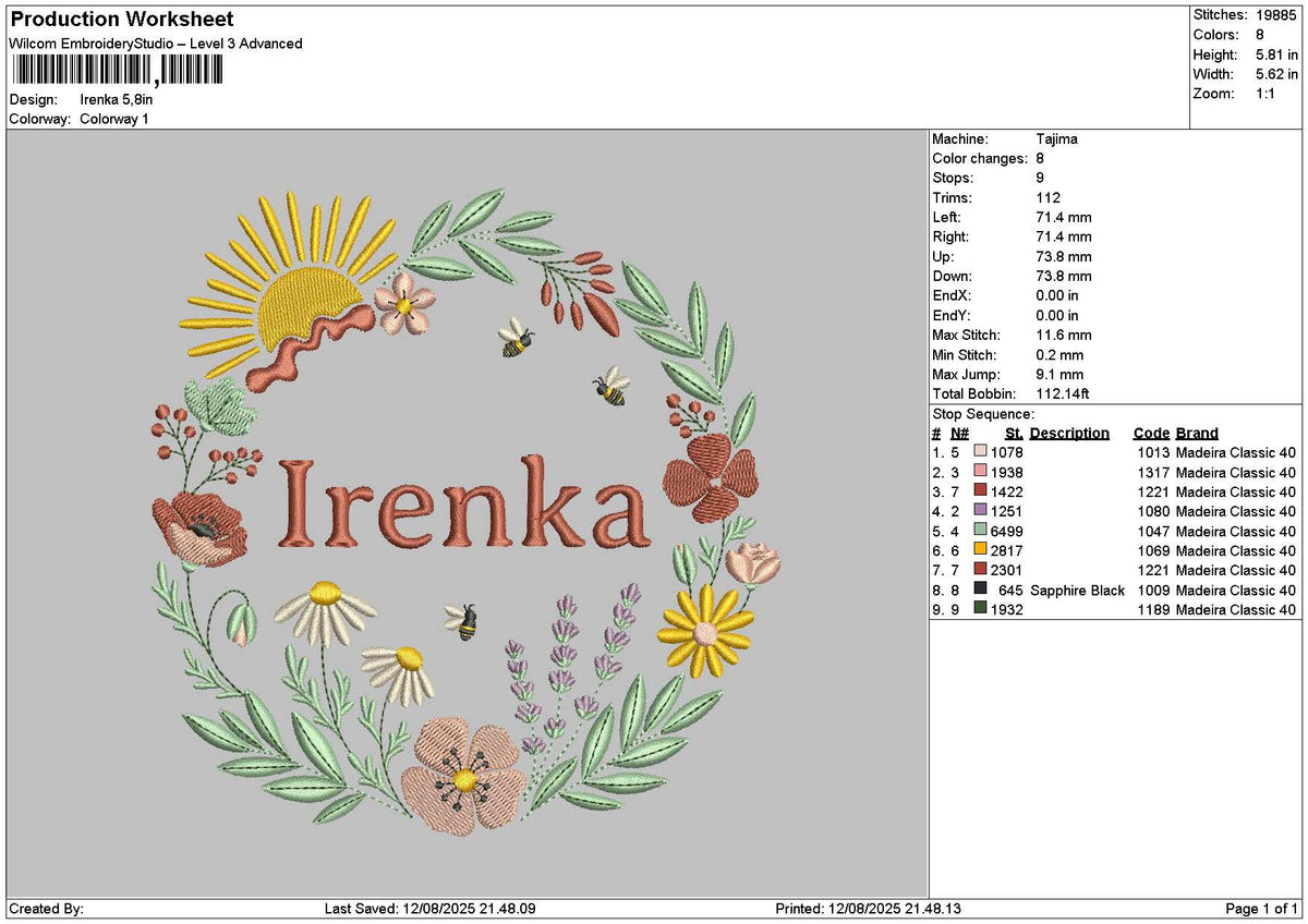Irenkatext Embroidery File 6 sizes