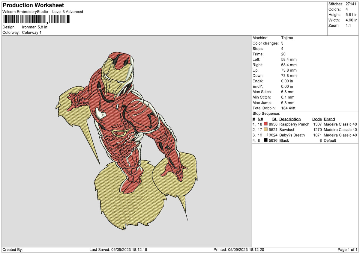 Iron 0509 Embroidery File 6 sizes