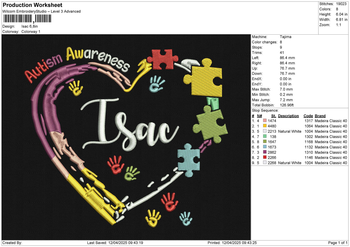 Isac Embroidery File 6 size