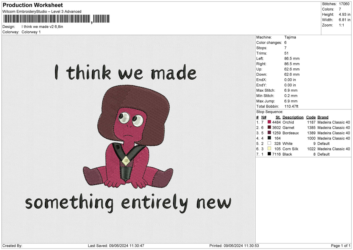 I think we made v2 Embroidery File 6 size