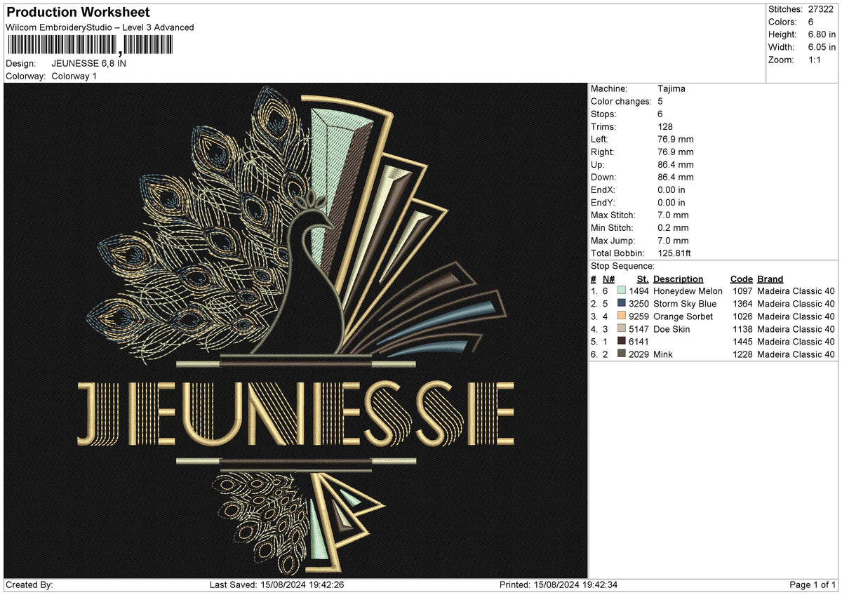 JEUNESSE Embroidery File 6 size