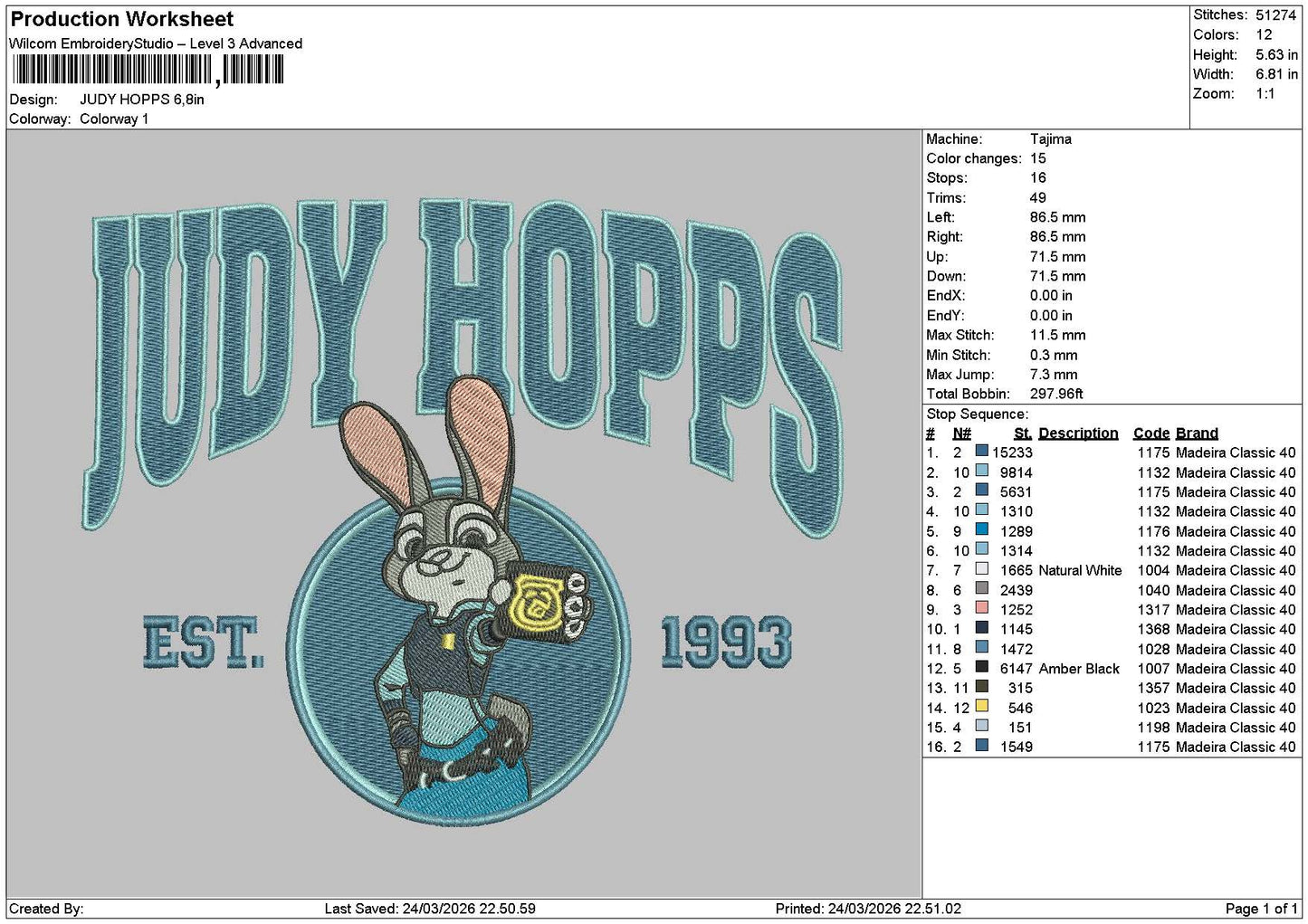 Judytext Embroidery File 6 sizes