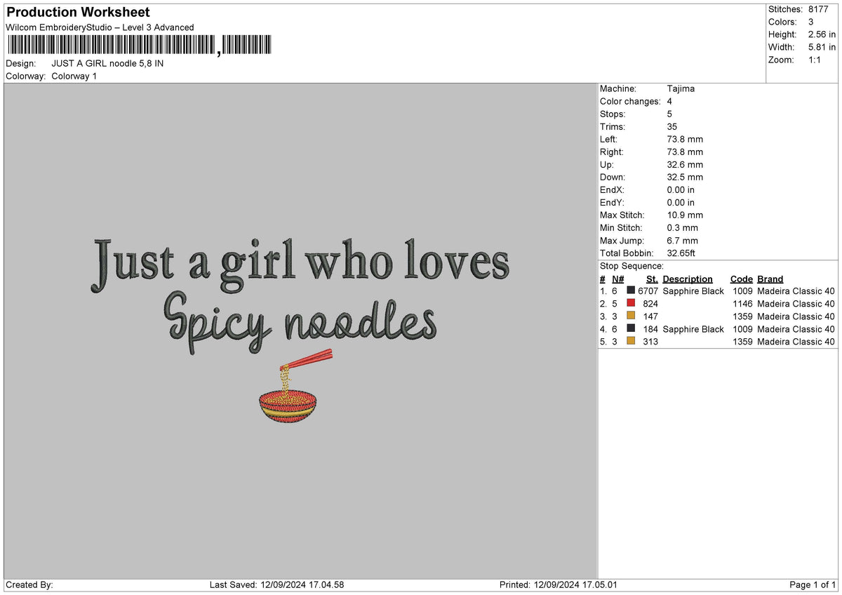 Noodletext 02 Embroidery File 6 sizes