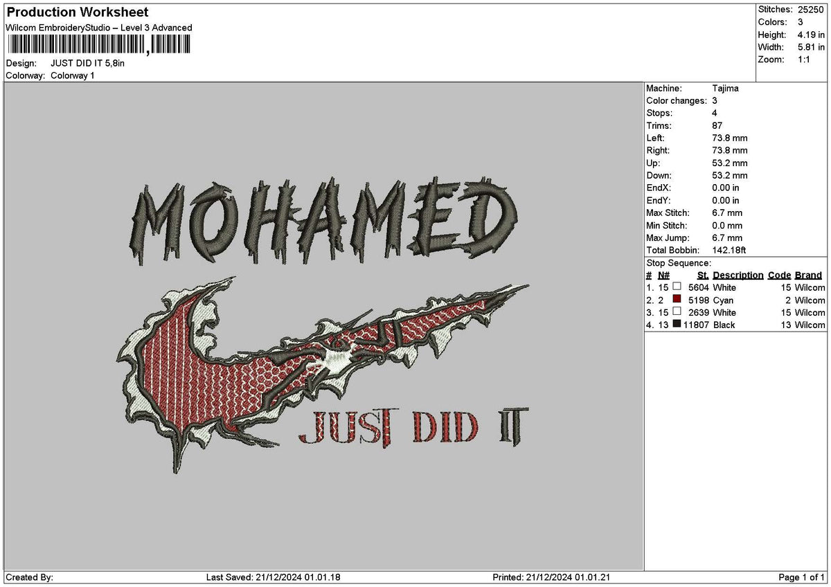 Swoosh Did It Embroidery File 6 sizes