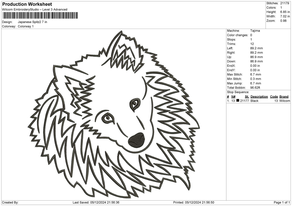 Japanese Spitz2 Embroidery File 6 size