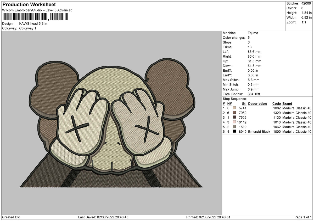 Kaws Head Embroidery