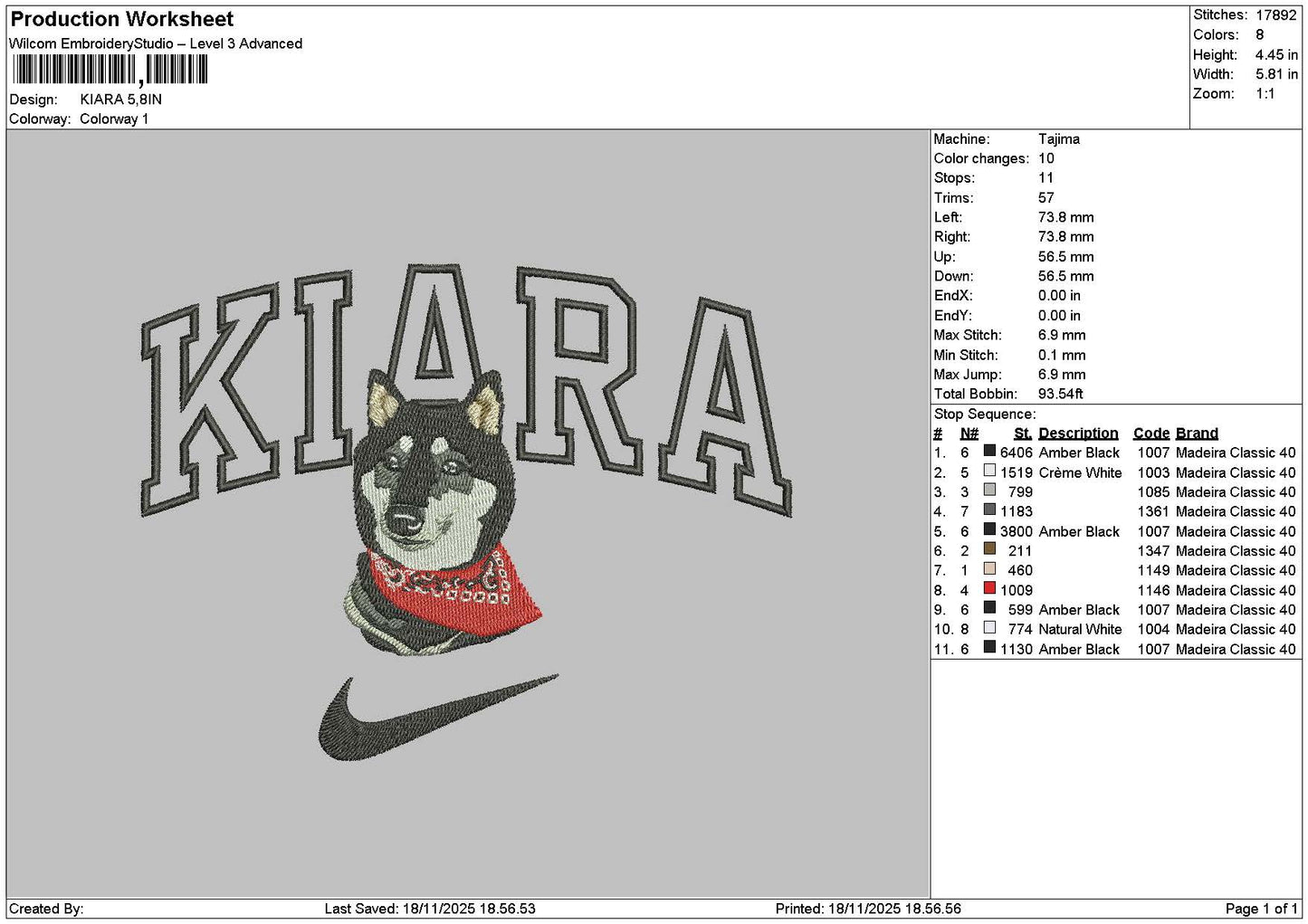 Kiara 1811 Embroidery File 6 sizes