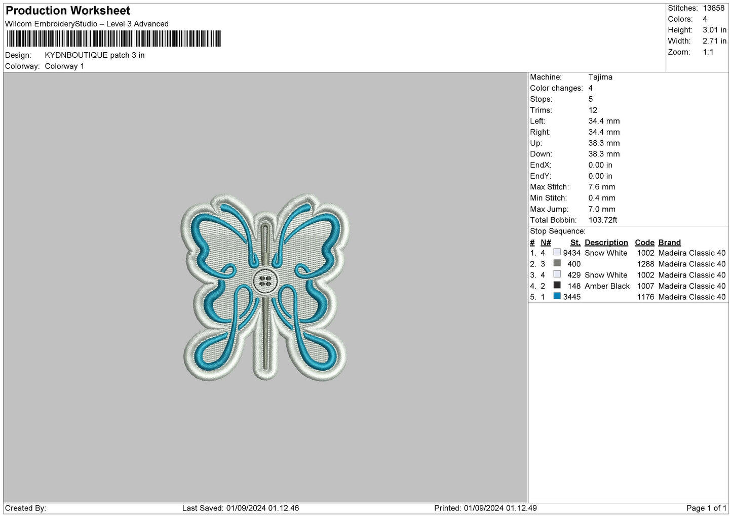 Butterfly Patch Embroidery File 6 sizes