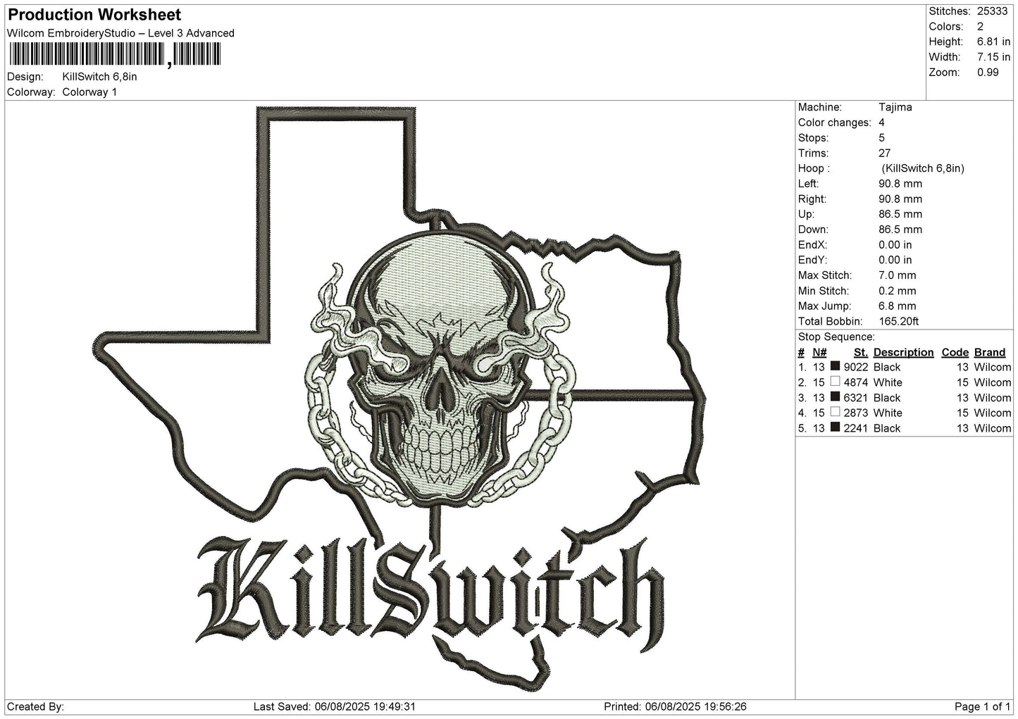 KillSwitch Embroidery File 6 size