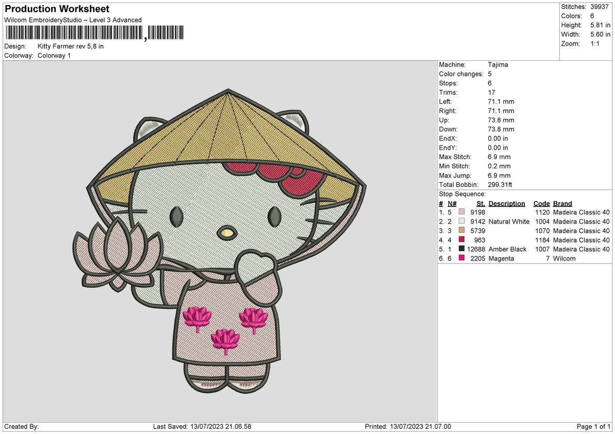 Kitty Farmer Embroidery File 6 sizes