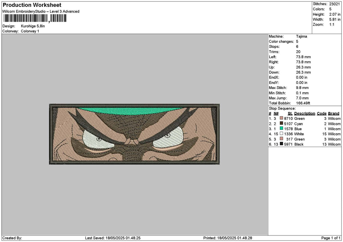 Kurohigerectangle Embroidery File 6 sizes