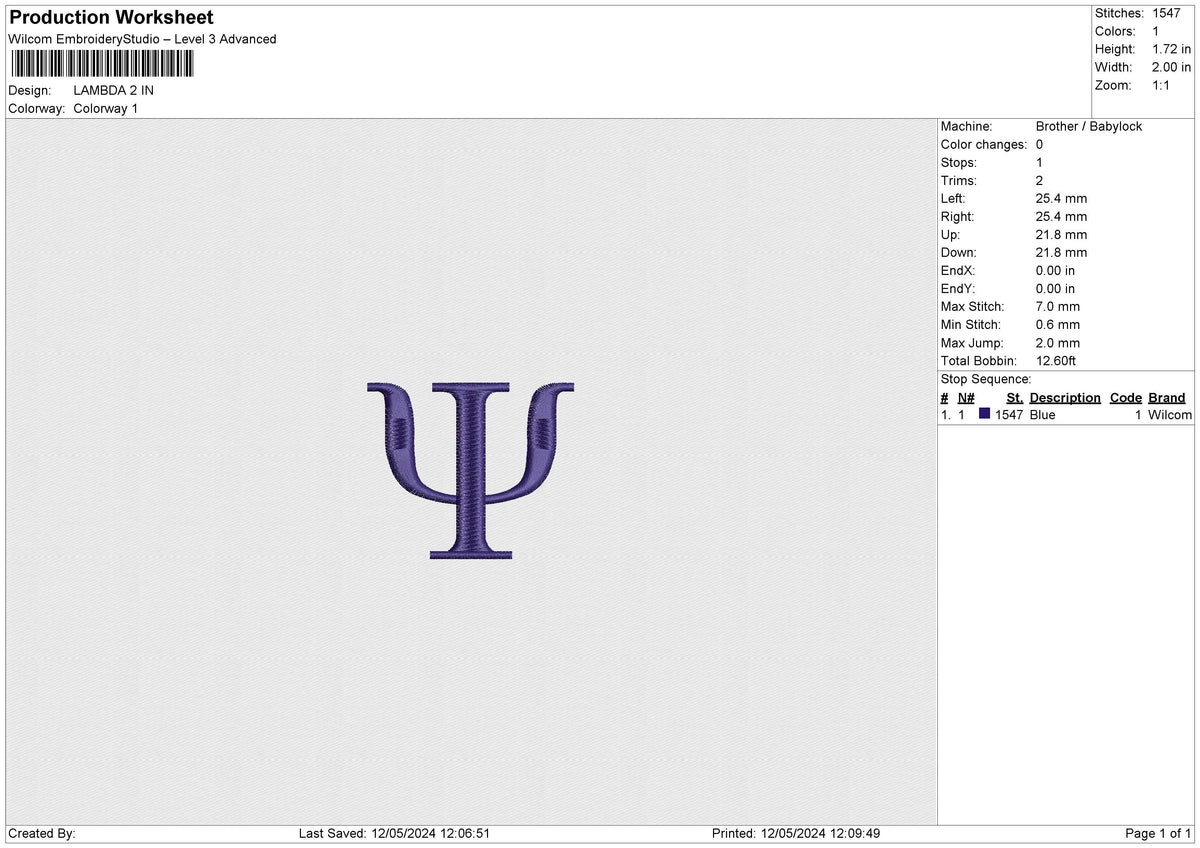 LAMBDA Embroidery File 6 size