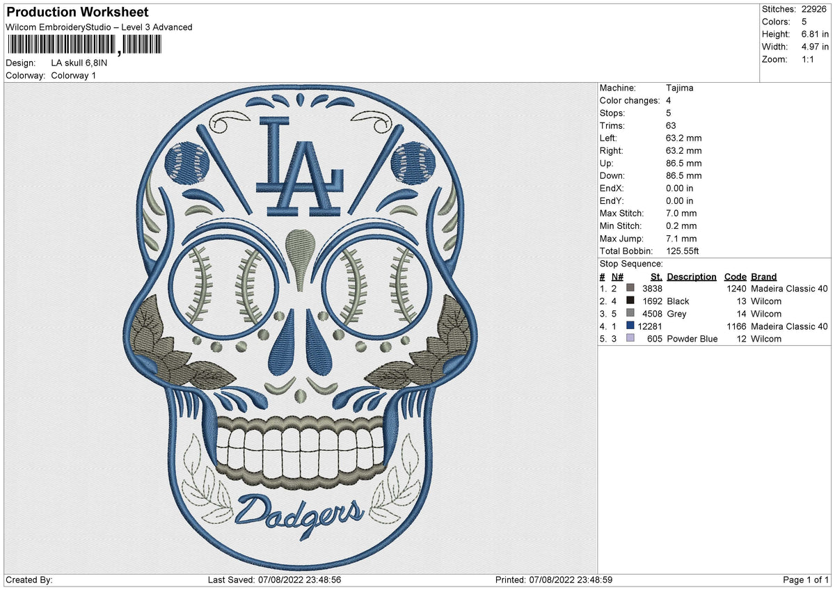 LA skull Embroidery