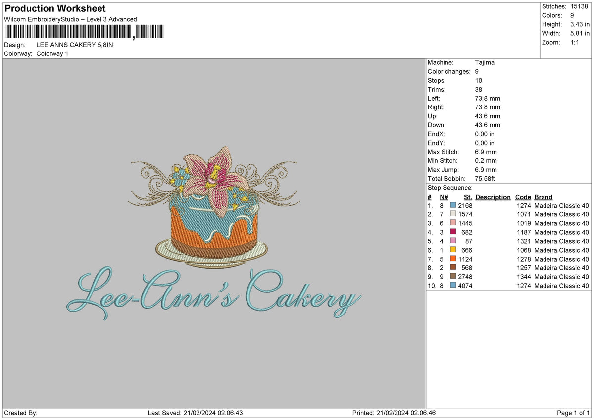 Cake 2102 Embroidery File 6 sizes