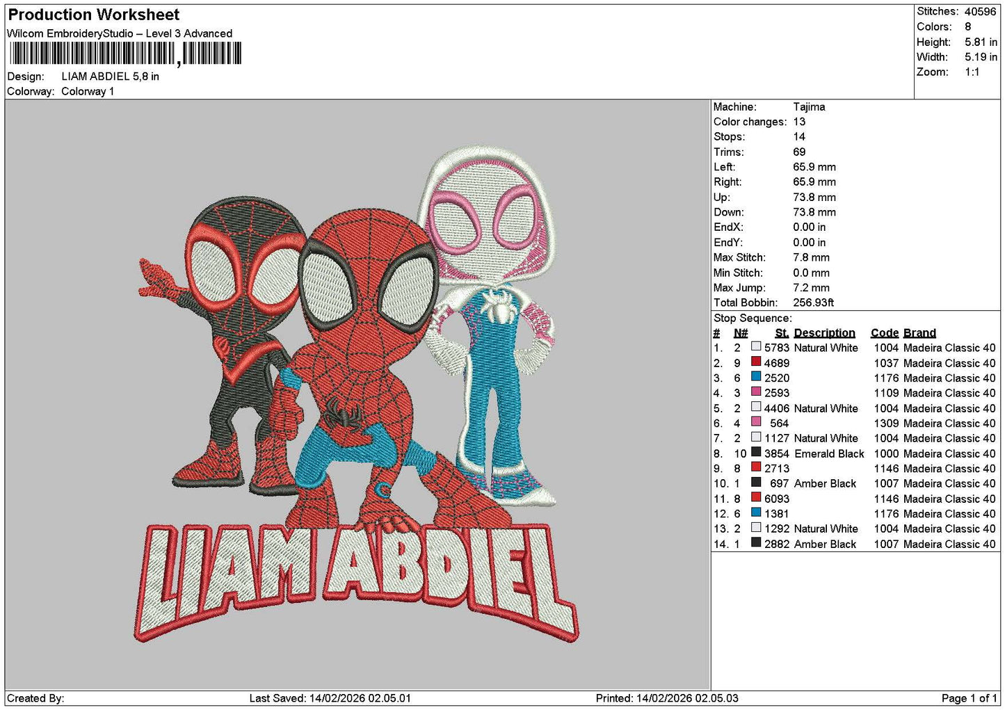 Liamtext 01 Embroidery File 6 sizes