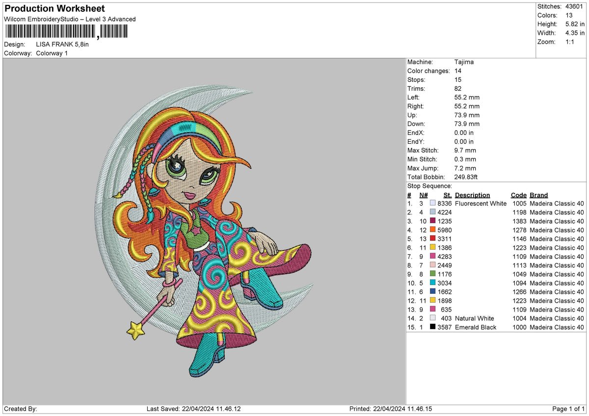 Moongirl 2204 Embroidery File 6 sizes