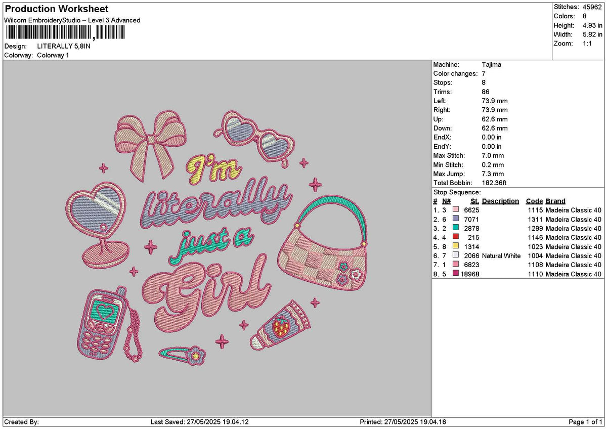 Litterallytext 01 Emboidery File 6 sizes
