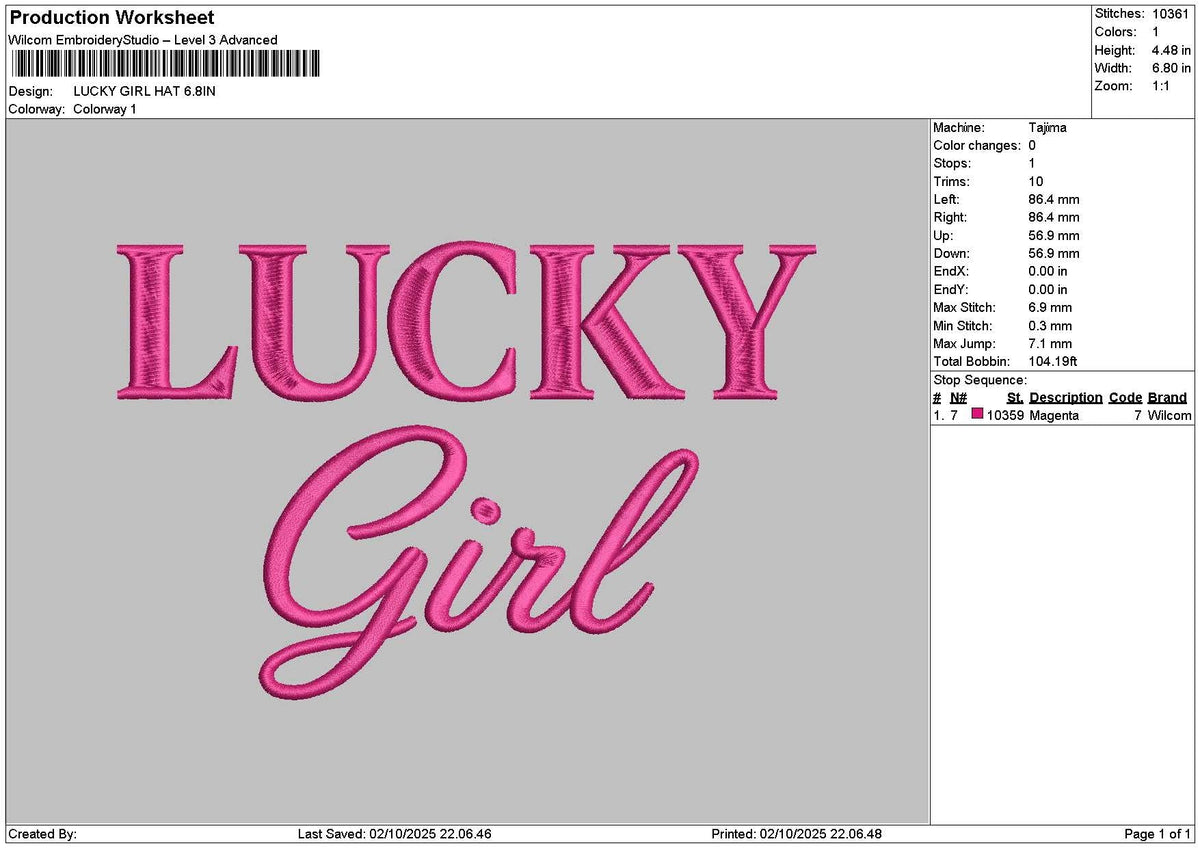 Luckytext 0210 Embroidery File 6 sizes