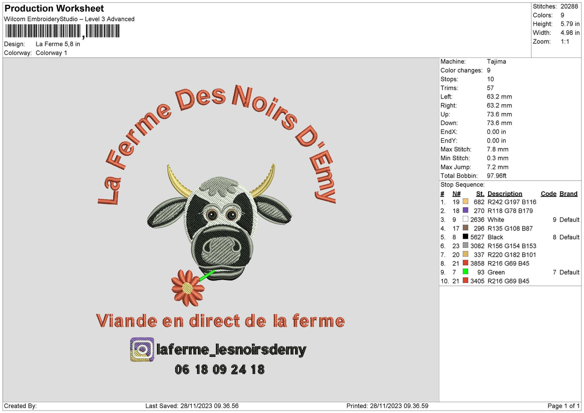 Ferme Embroidery File 6 sizes