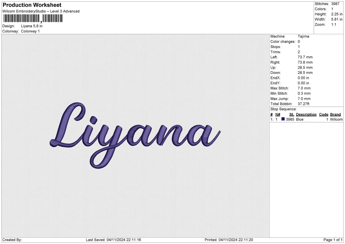 Liyana Embroidery File 6 size