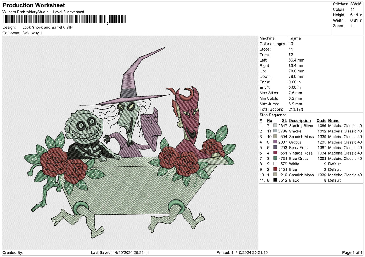 Lock Shock and Barrel Embroidery File 6 size